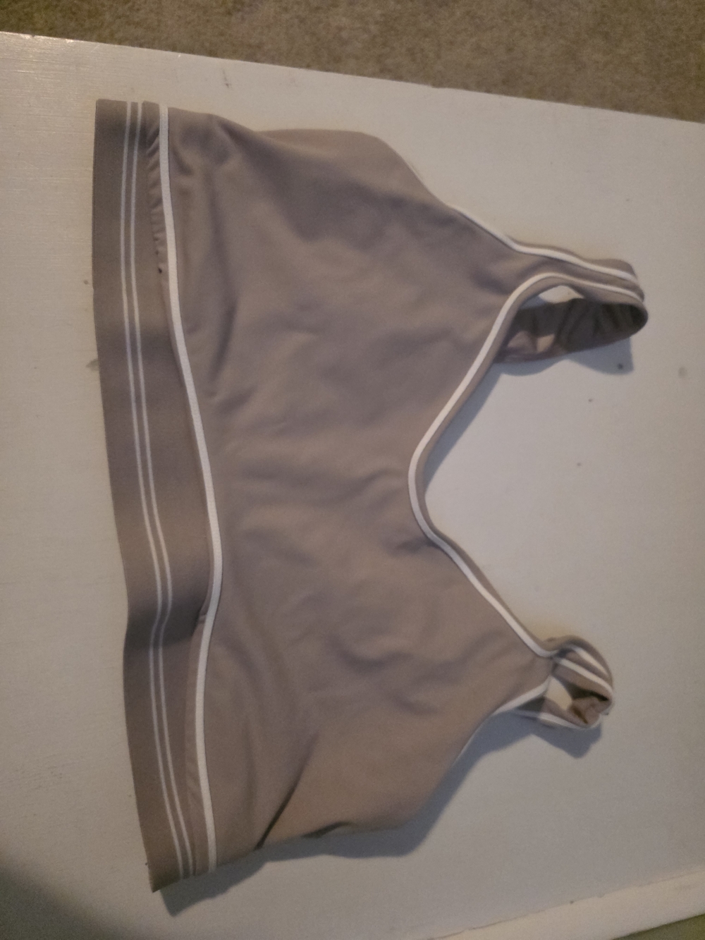 Avia Taupe Sports Bralette with White Trim
